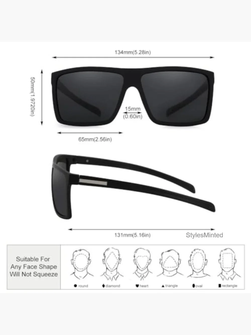 Men's Square Polarized Sunglasses UV Protection Driving